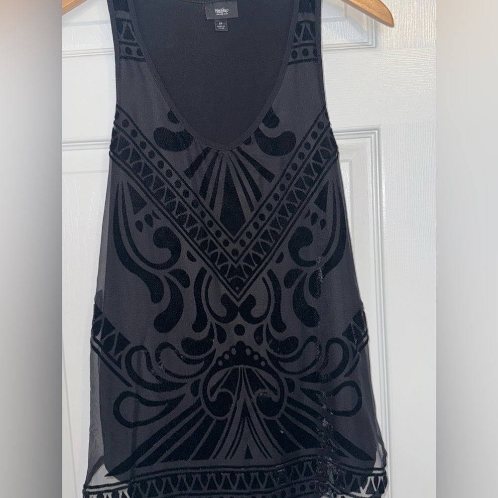 💥SALE Mossimo Velvet Burnout Sheer Tank Top | Black Mesh Boho Layer | Size S